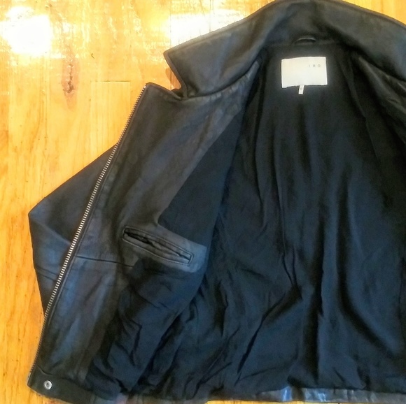 IRO BLACK LAMB LEATHER MOTORCYCLE CAFE JACKET SZ 0 - Picture 6 of 8